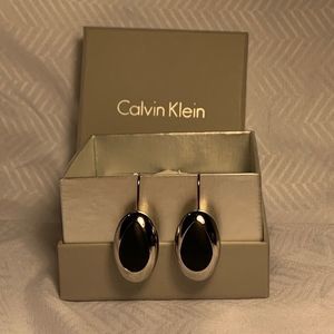 Calvin Klein Two Tone Black Silver Earrings